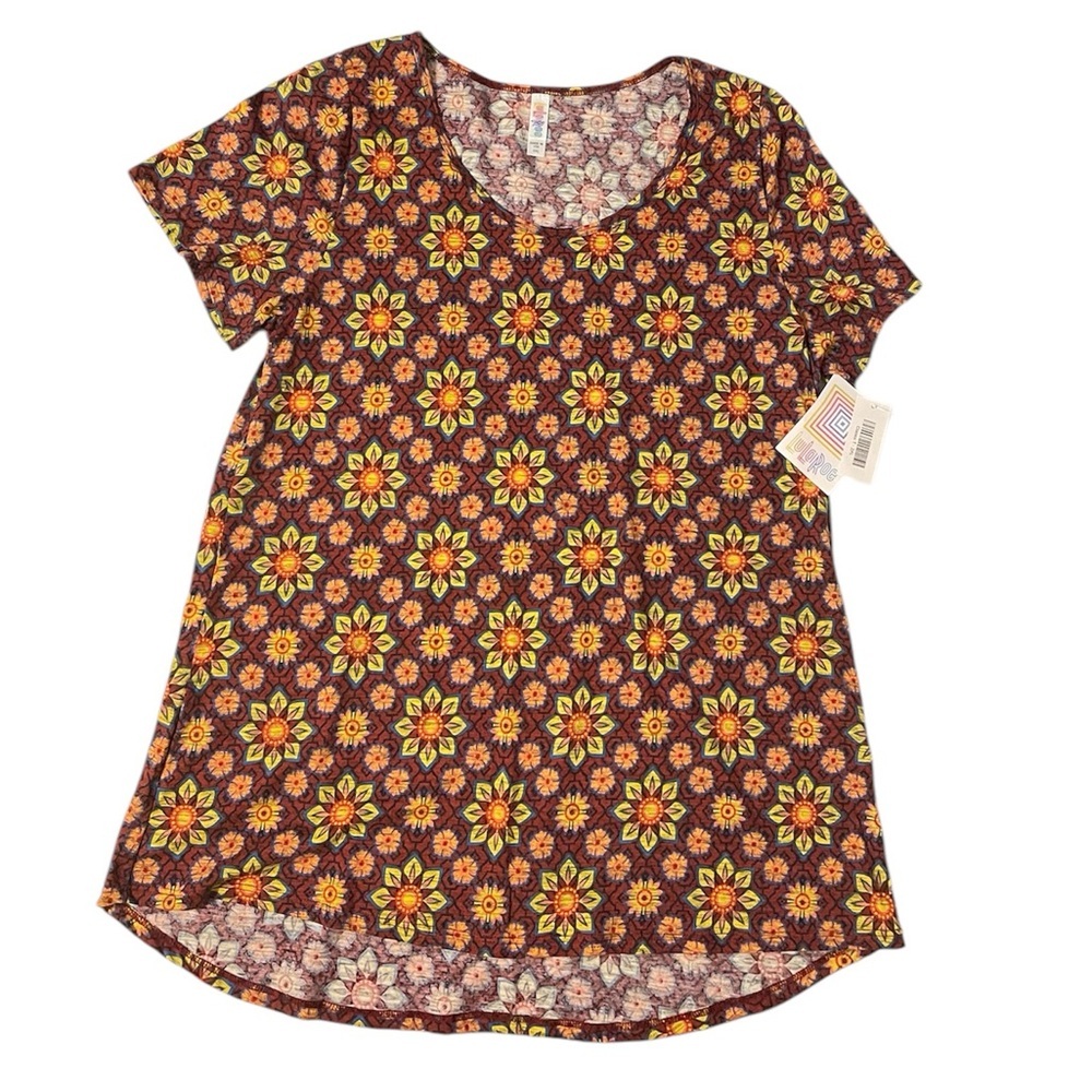 NEW LuLaRoe Classic T Sz 2XL Yellow Orange Shirt Colorful Floral Women's Top